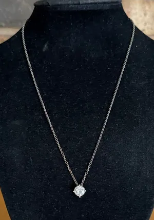 Vintage CZ solitaire pendant necklace thumbnail 1