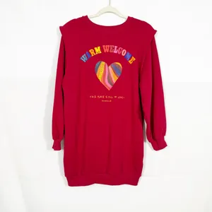 Farm Rio X Anthropologie Warm Welcome Sweatdress Sweatshirt Dress Burgundy Red thumbnail 3