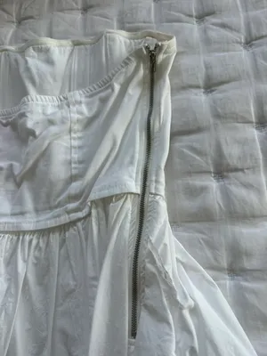 Strapless White Dress Size L thumbnail 10