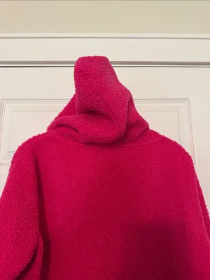 LOFT Bright Fuchsia Plush Sherpa Hooded Pullover thumbnail 8