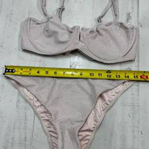 Swimsuit set Top with Adjustable Straps Underwire Tie Back and bikini bottoms thumbnail 3