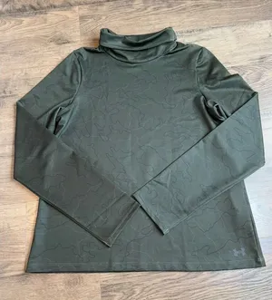 EUC Womens Under Armour long sleeve mock neck loose fit green warm size M‎ thumbnail 1