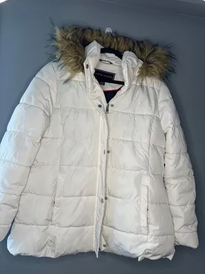 Tommy Hilfiger Womens L Puffer Coat Faux Fur Hood Longline Winter Jacket thumbnail 1