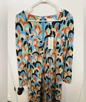 $695 CARA CARA Loretta Dress Geo Dew Moss Sz Small New thumbnail 3