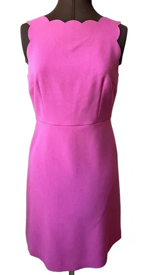 Loft Magenta pink dress‎ boat neck with V in the back Size 8P thumbnail 1