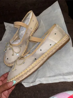 Women’s Beige Mary Jane Ballerina Flats with Bow and Studs thumbnail 2