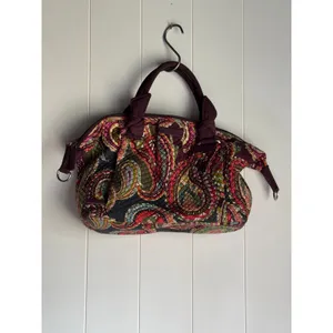 Vera Bradley Mesa Red Gathered Satchel Paisley Quilted Cotton Bag thumbnail 2