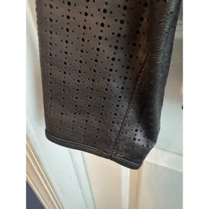 Valerie Stevens Black Genuine Leather‎ Perforated Zip Front Jacket Women's Small thumbnail 5