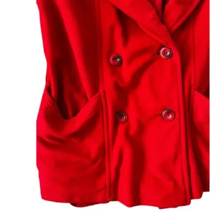 VTG Wellington fashions Red Double-Breasted Kashmiracle Peacoat Size L Vegan thumbnail 5