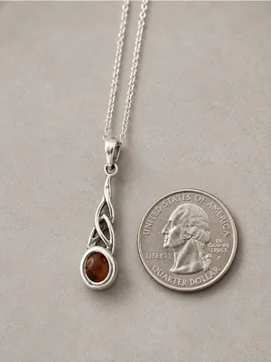 Estate Sterling Silver Celtic Knot Baltic Amber Necklace w/ Sterling Plate Chain thumbnail 4
