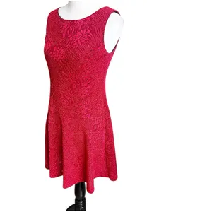 Connected Apparel Red Floral Sparkle Fit & Flare Mini Dress Size 6 Petite Y2K thumbnail 4