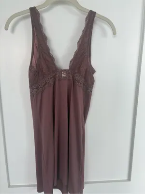 Gilligan & O’Malley lace slip dress chemise nightgown mauve lingerie S thumbnail 3