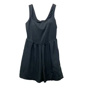 NWT Halara Breezeful Square Neck Active Dress M Black Built In Shorts Pockets thumbnail 2