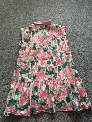 Entro Women’s Pink & Green Splatter Dream Dress Printed Button‑Front Dress thumbnail 8
