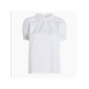 Hill House The Kit Ruffled Neck Short Sleeve Blouse White size medium thumbnail 3