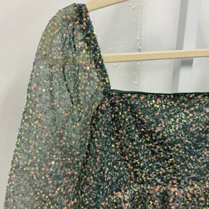 Altar'd State‎ Sparkly Beaded Embellished Green Babydoll Mini Dress Medium Boho thumbnail 6