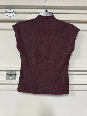 Mango HIGH COLLAR T-SHIRT Burgundy Small New thumbnail 6