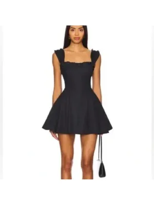 Free People Midnight Magic Mini Voluminous Black Dress Fairy Grunge Bohemian L thumbnail 3