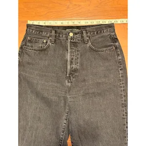 Denim Forum Farrah High Rise Wide Leg Jeans Washed Black 29 Raw Hem 26 Inseam thumbnail 5