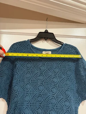Sonoma Teal Crochet Knit Short Sleeve Top​ thumbnail 8