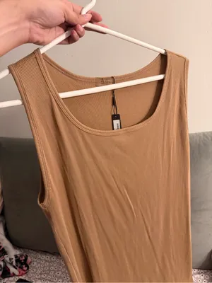 SKIMS Size 3X Cotton Rib Long Tank Top Sienna Brown Stretch AP-TNK-0463 NWT thumbnail 4