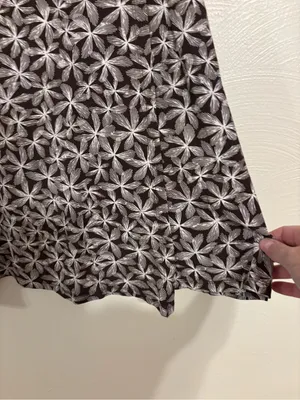 Talbots M Brown Cream Floral Stretch A-Line Midi Skirt thumbnail 7