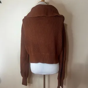 Varley Mentone Half Zip Pullover sweater Tortoise Shell Brown chunky knit SMALL thumbnail 4