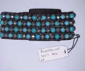Premier Designs Turquoise and Silver Multi-Row Wrap Bracelet thumbnail 1