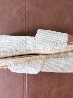 Tory Burch Cream Canvas Espadrille with Tan Leather Toe thumbnail 8