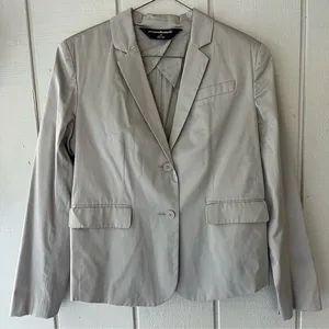 Norma Kamali Two Button Cotton Blazer Tailored‎ Suit Jacket Gray Size 10 thumbnail 1