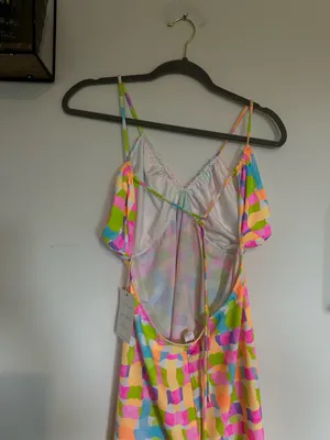 NWT Show‎ Me Your Mumu Micro Mini Swimsuit Coverup Dress Neon Size XL thumbnail 6