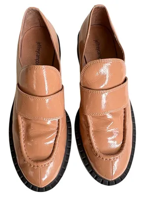 EUC Jeffrey Campbell Leather Librarian Loafers Tan Patent Size 9.5 thumbnail 1