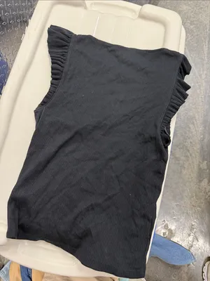 J. Crew Black Ribbed Flutter Sleeve Tank thumbnail 4