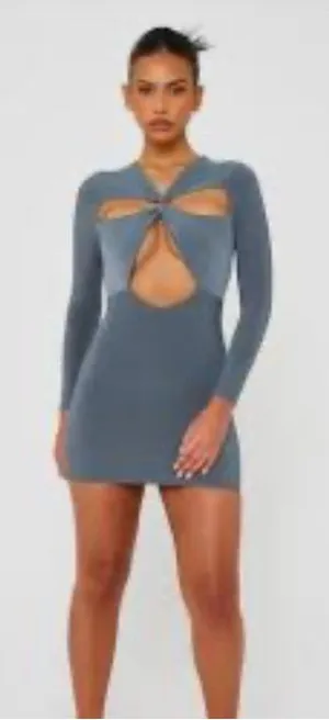 Luxe to kill grey‎ Long Sleeve Dress Blue Size 8 thumbnail 1