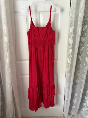 Paige Tiered midi Dress with Smocked Waist women size 10 cotton blended thumbnail 8
