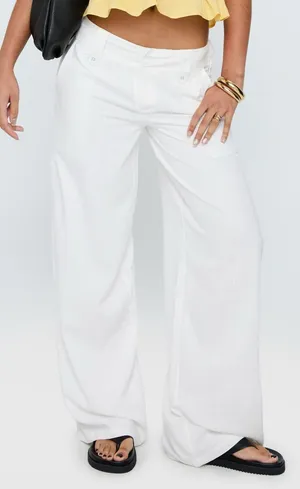 Princess Polly Pedra Linen Blend Wide Leg Pants Size 8 thumbnail 1
