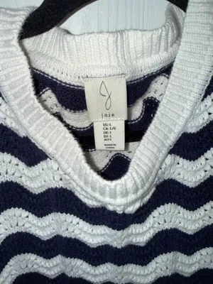 Nordstrom Joie Navy Cream Stripe Crochet Tank thumbnail 3