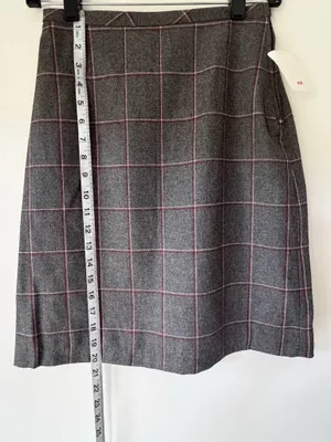 H&M Grey A-Line Plaid Windowpane Skirt thumbnail 8