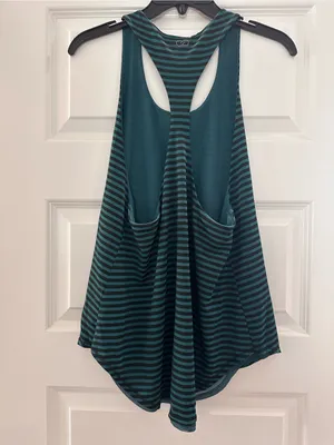 CALIA by Carrie Underwood Teal and Black Striped Racerback Tank thumbnail 2