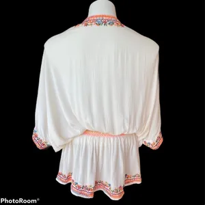 ALTAR’D STATE Bohemian Embroidered Swimsuit Cover Or Blouse Size M NEW thumbnail 6