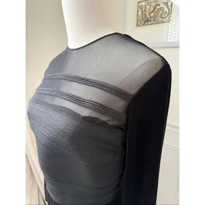 Rimini by Shaw Stretchy Black Velvet Long Sleeve Column Dress Formal Gown Black thumbnail 6