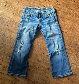 BKE distressed Stella western 26x22 cropped low rise jeans thumbnail 1