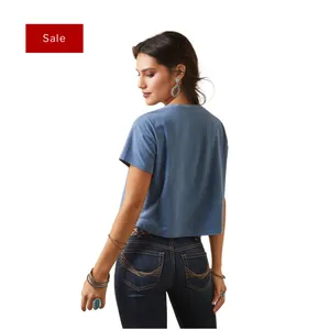Ariat Ladies Desert Daze Copen Blue Western T-Shirt Jersey cotton cactus graphic thumbnail 2