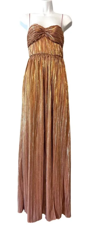 Lovers and Friends Sleeveless Emmy Rose Gold Pleated Maxi Gown XS thumbnail 1
