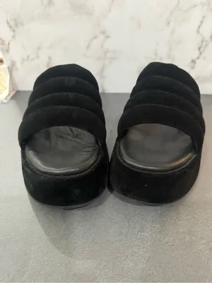 Free People Black Quilted Platform Slide Sandals thumbnail 6