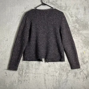 Eileen Fisher‎ Wool Cotton Purple Fringed Open Front Cardigan Size Small thumbnail 2