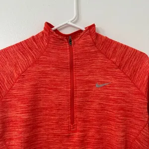Nike Shirt Women's Small 1/4 Zip‎ Running Pullover Heathered Orange Thumbhole thumbnail 2