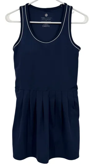 Yogalicious Swing Dress Womens S Navy Blue Nudetech Pleated Tennis Preppy thumbnail 1