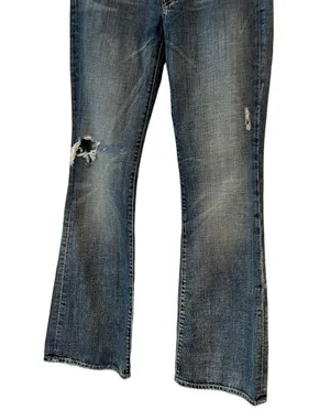 7 For All Mankind boot cut distressed bejeweled denim jeans Excellent Like New! thumbnail 9