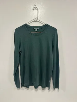 Toad&Co Women's Long-Sleeve organic cotton Crew Tee in Teal Green Size medium thumbnail 2